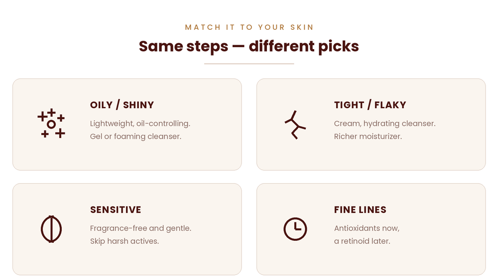 How to match a men's skincare routine to oily, dry, sensitive, or aging skin